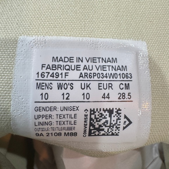 Converse Chuck Taylor All Star High Top Black Canvas Sneakers Mens 10 Womens 12 - Picture 8 of 9